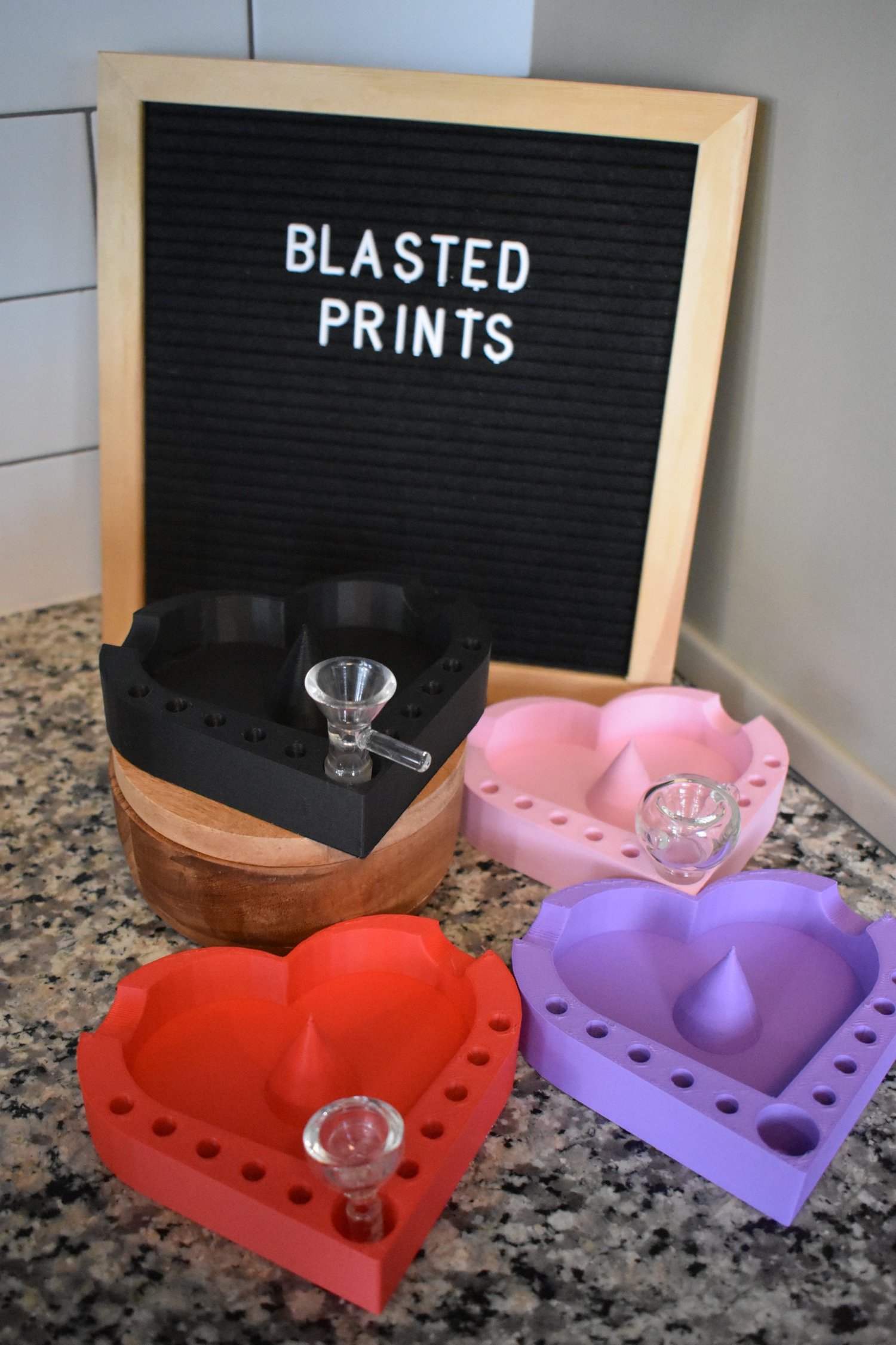 Heart Ashtray with Bowl and Joint Holder